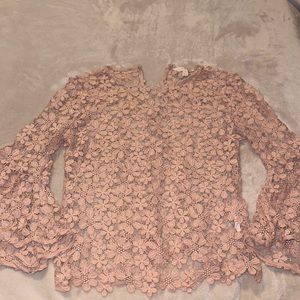 Gorgeous Adiva Floral Embroidered Bell Sleeve Top Size Small